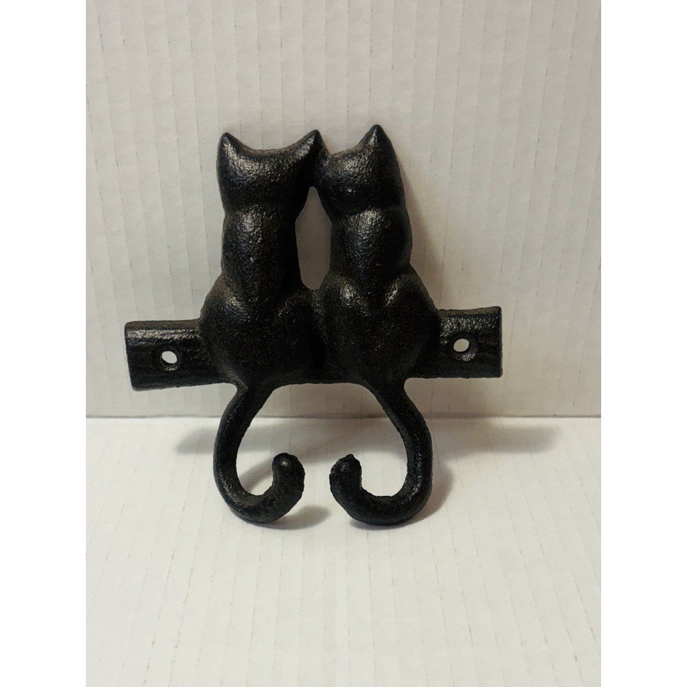 Cast Iron Cats Double Standard Hooks Wall Hanger
